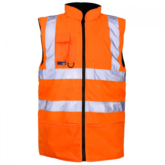 Supertouch Hi Vis Orange Reversible Bodywarmer - Fluorescent Orange/Navy