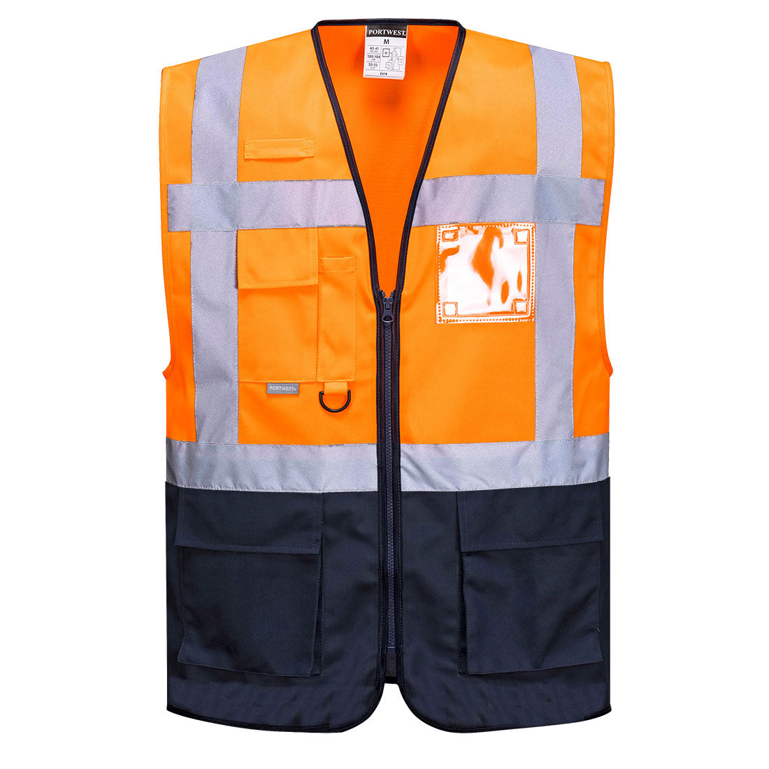 Warsaw Hi-Vis Contrast Executive Vest - Orange/Navy