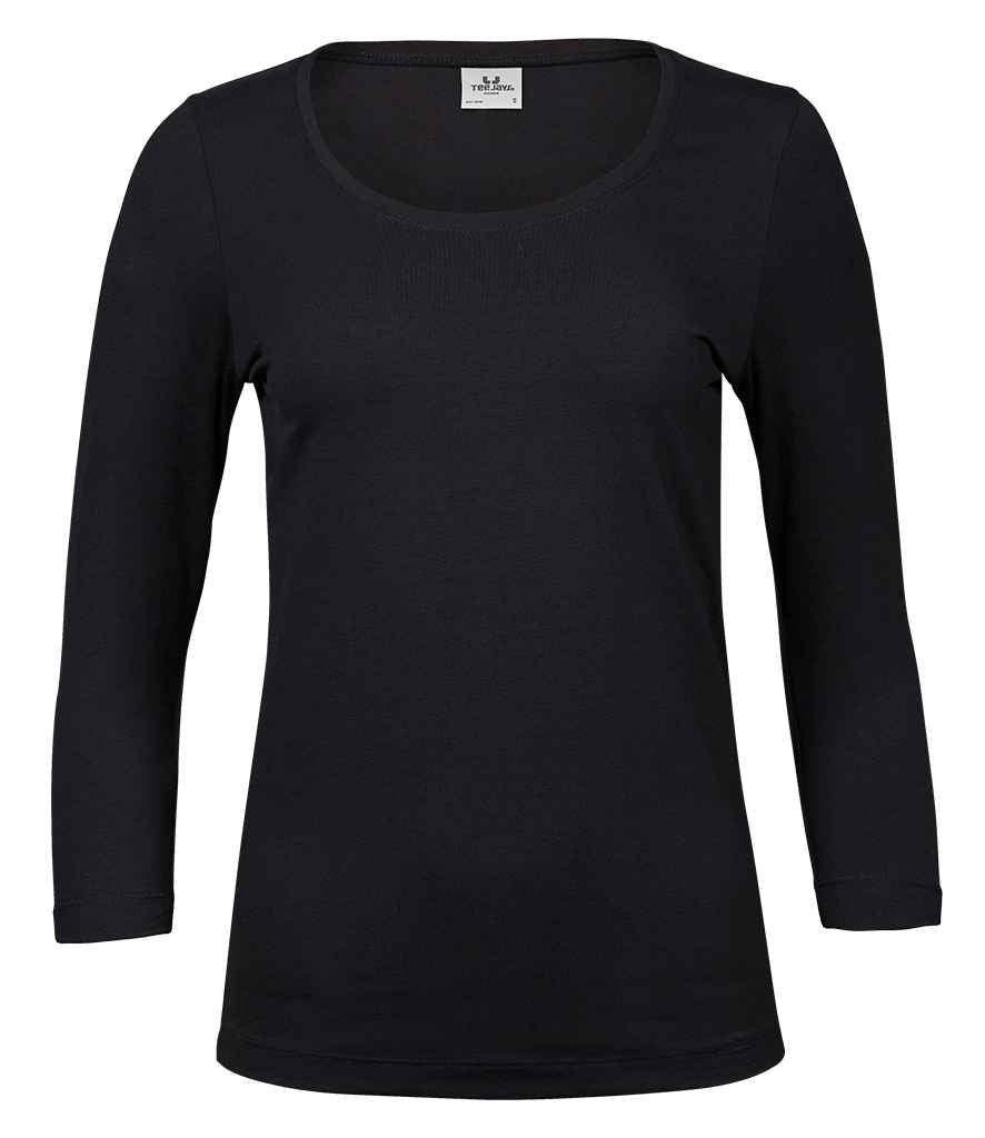 Tee Jays Ladies Stretch 3/4 Sleeve T-Shirt - Black