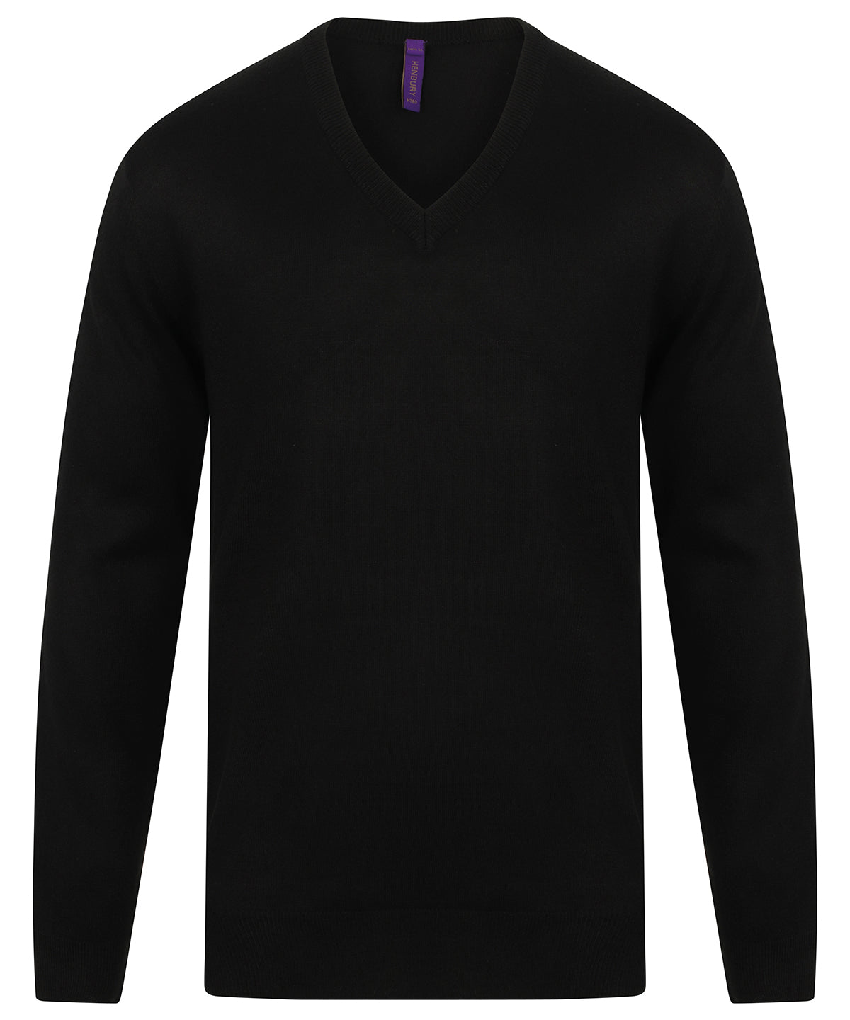 Cashmere touch acrylic v-neck jumper - Black