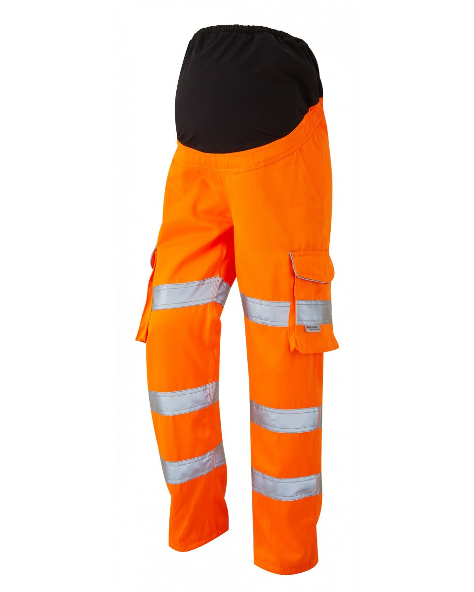 VERITY ISO 20471 Cl 2 Poly/Cotton Maternity Cargo Trouser (UK 14-16) - HV Orange