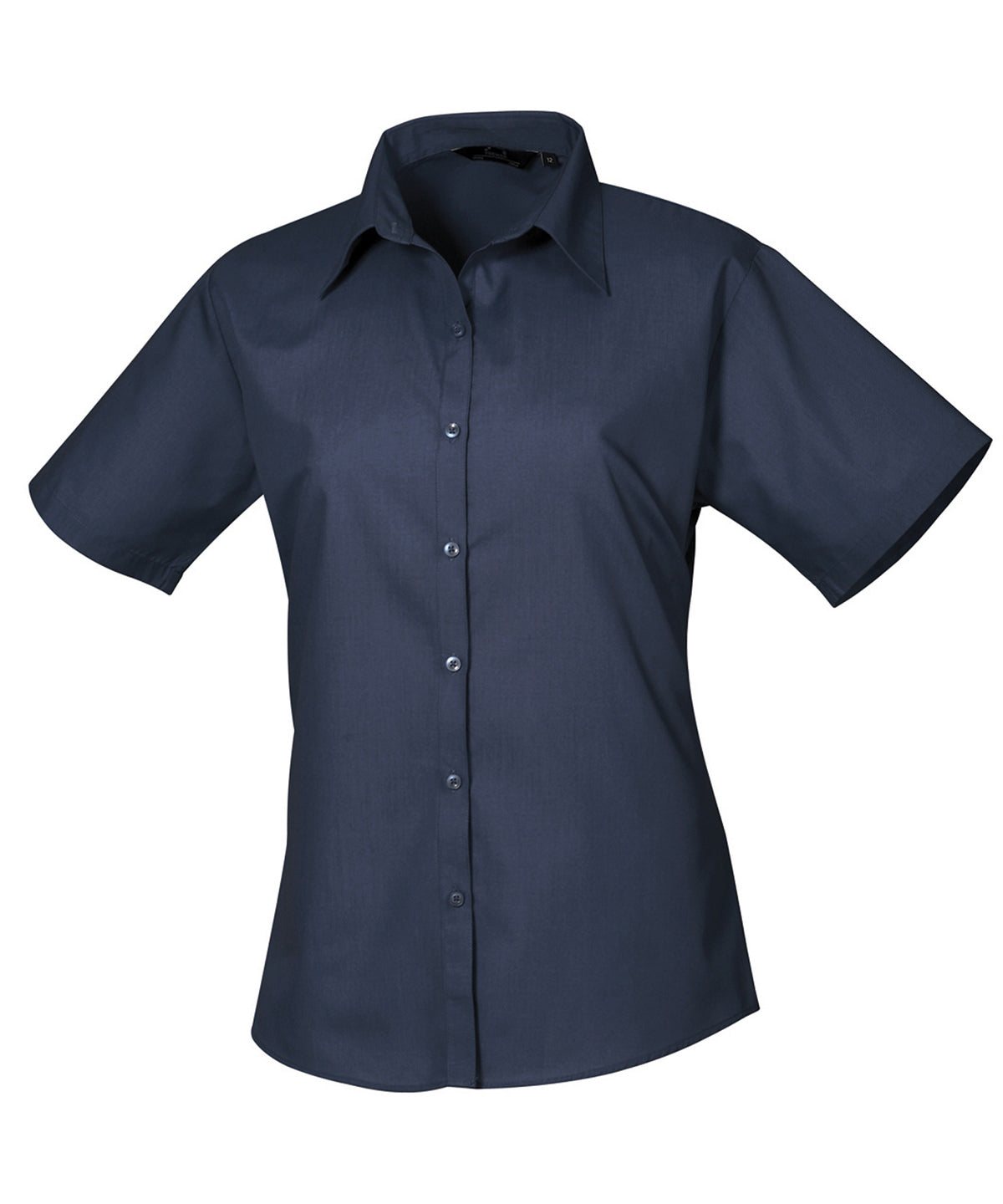 Women's short sleeve poplin blouse - Navy
