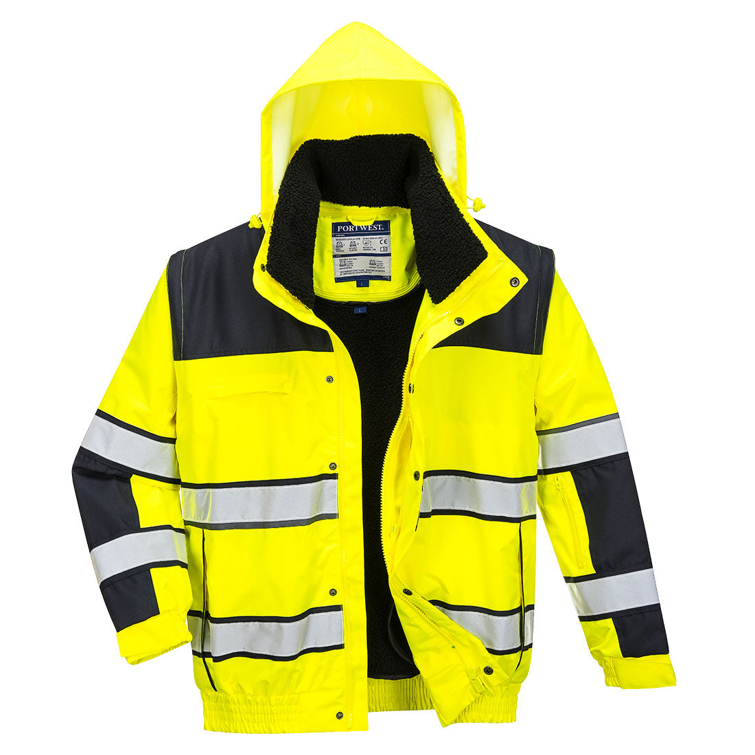 Hi-Vis Winter Contrast Classic Bomber Jacket - Yellow/Black