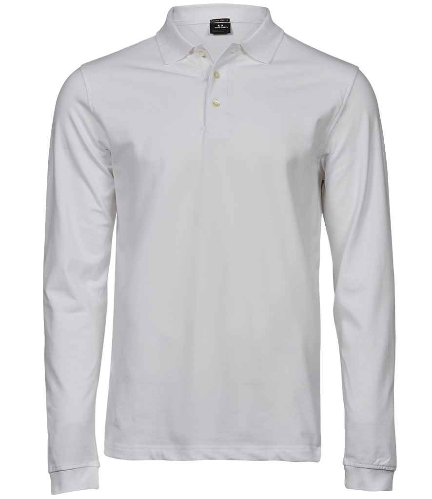 Tee Jays Luxury Stretch Long Sleeve Polo Shirt - White