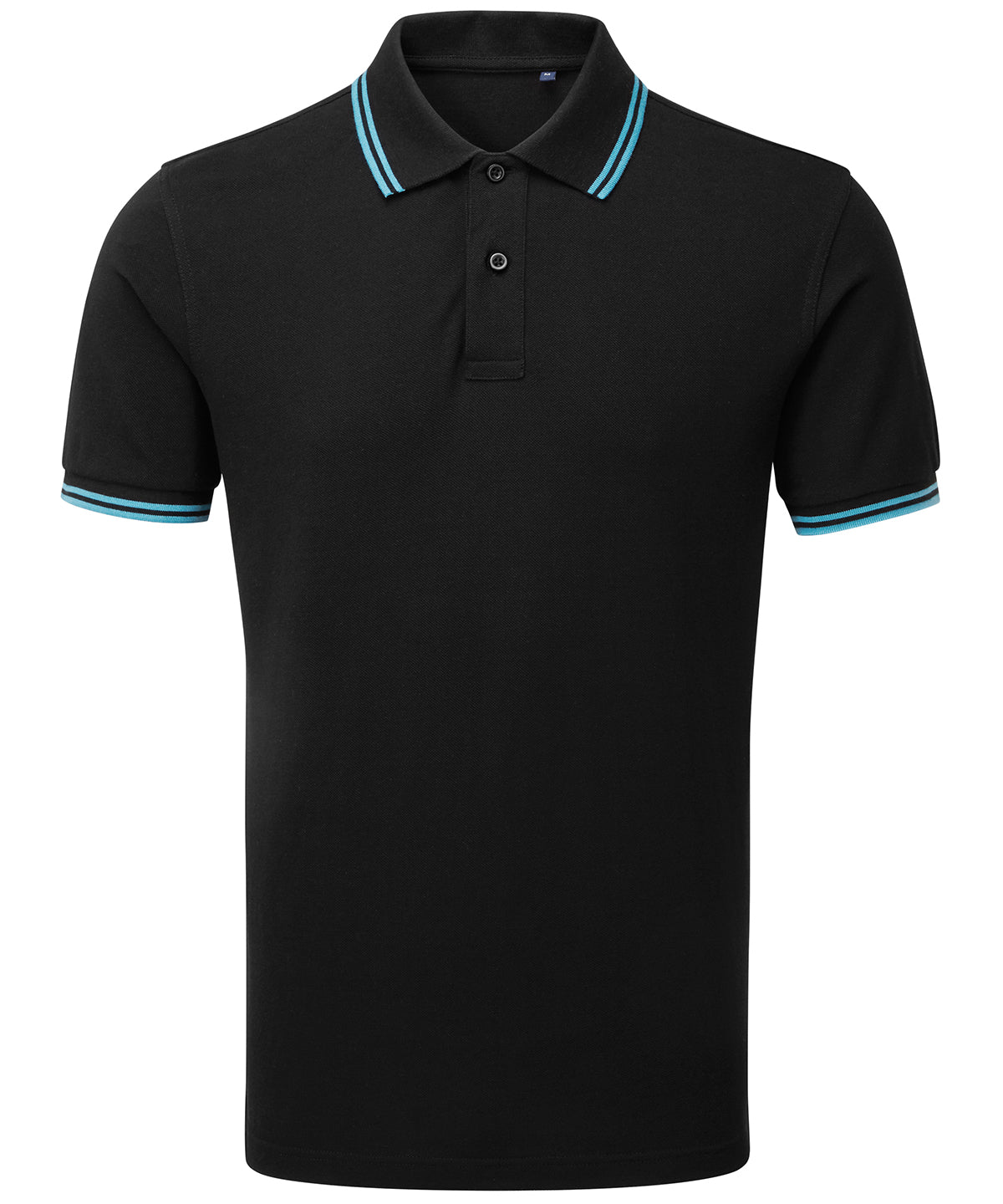 Men's classic fit tipped polo - Black/ Turquoise