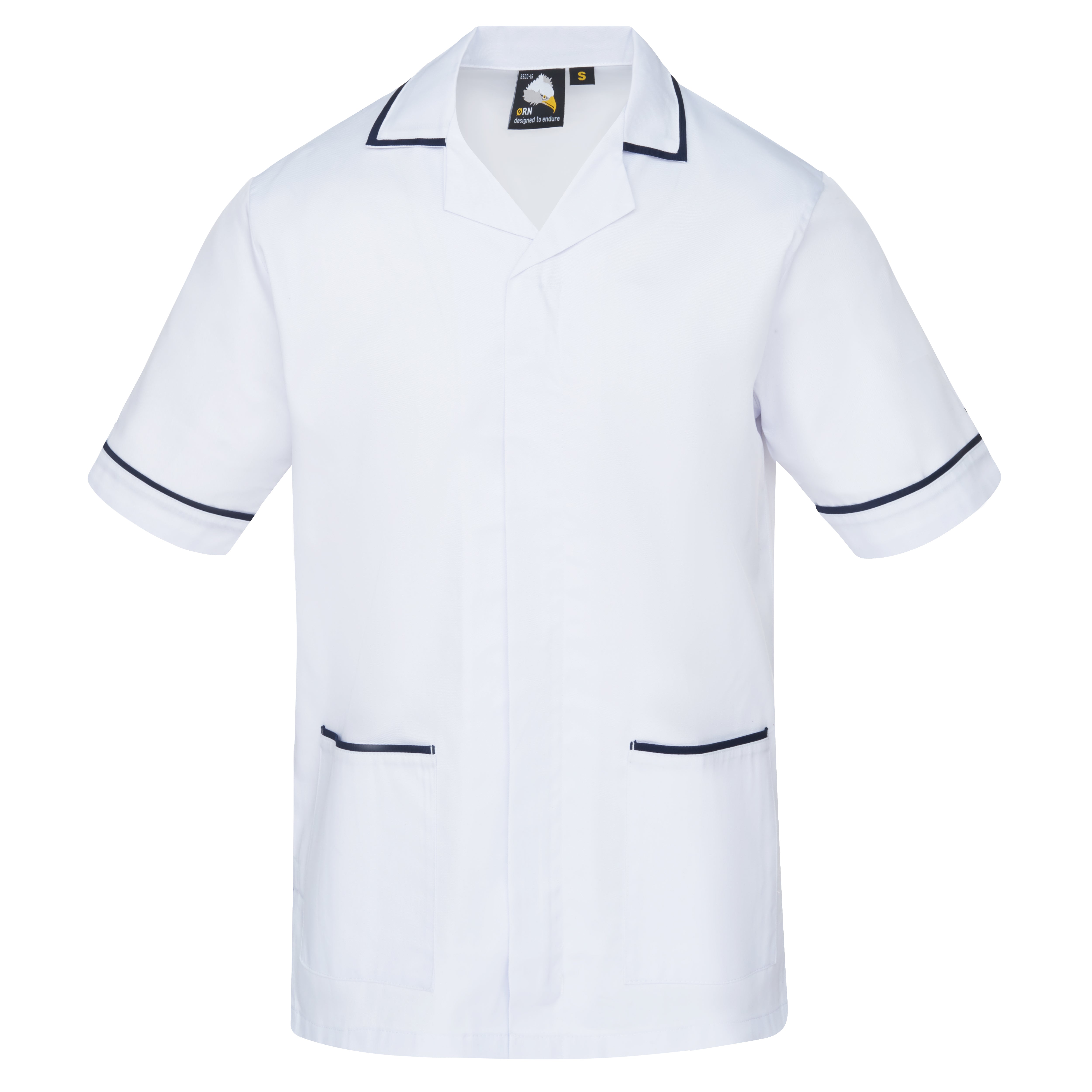 Darwin Male Tunic - White with Navy Trim