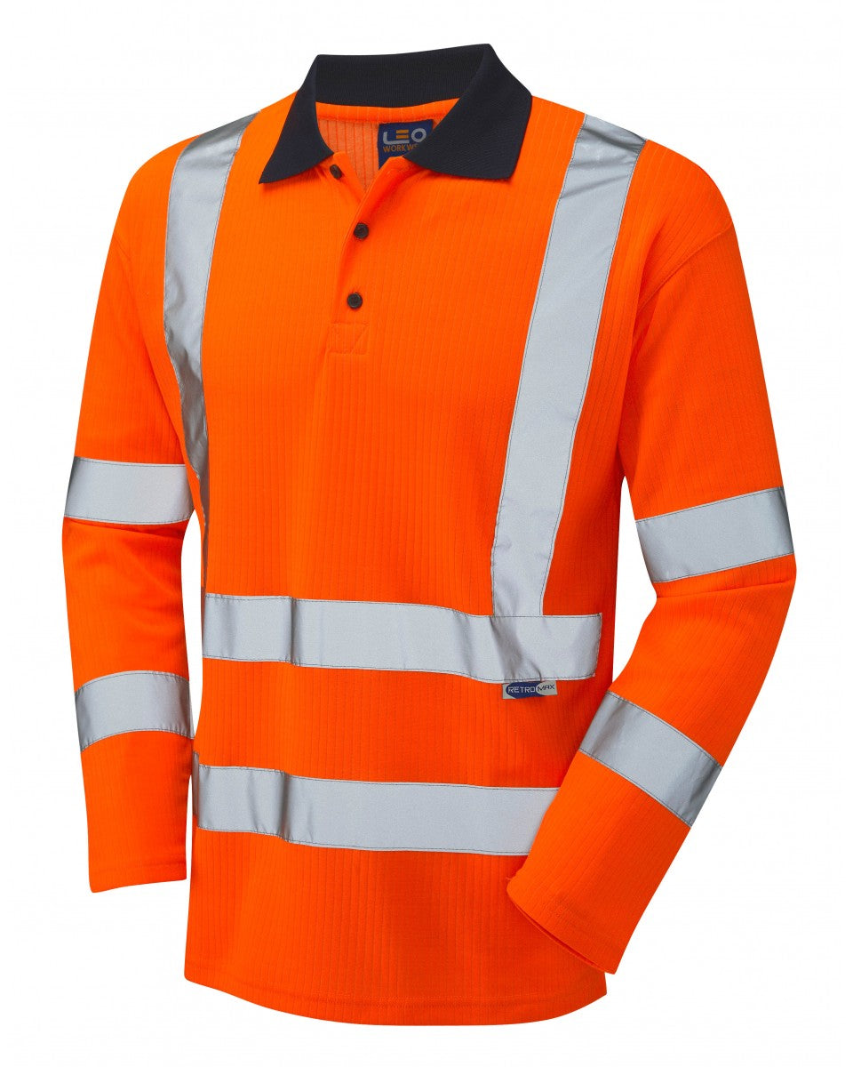 SWIMBRIDGE ISO 20471 Cl 3 Comfort Sleeved Polo Shirt - HV Orange