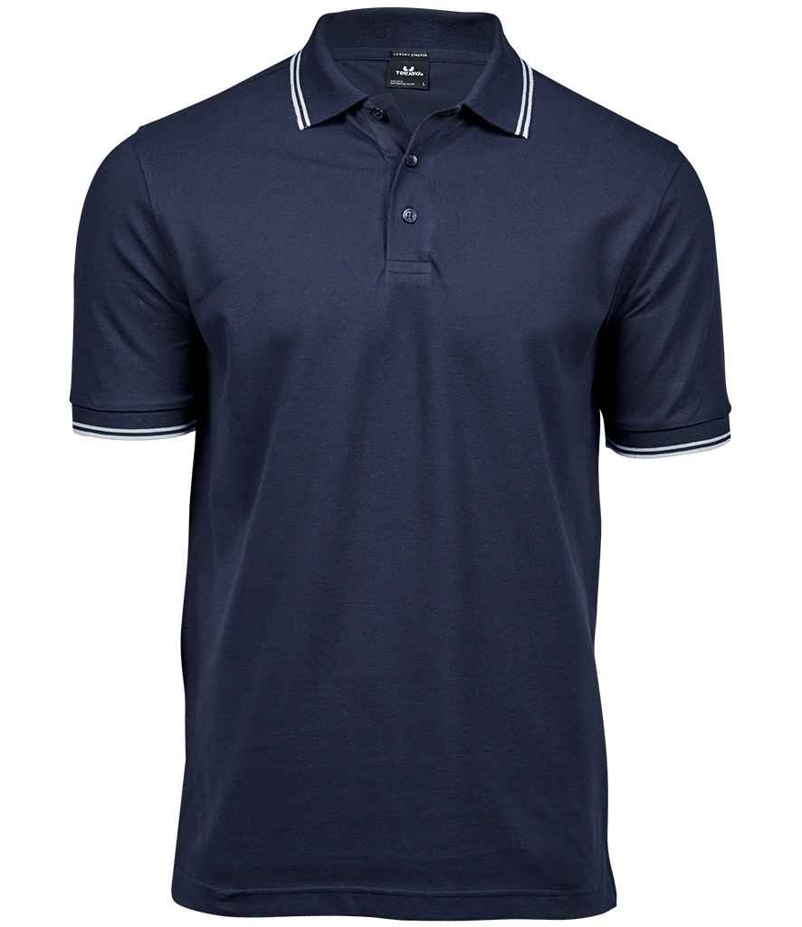 Tee Jays Luxury Stretch Tipped Polo Shirt - Navy/White