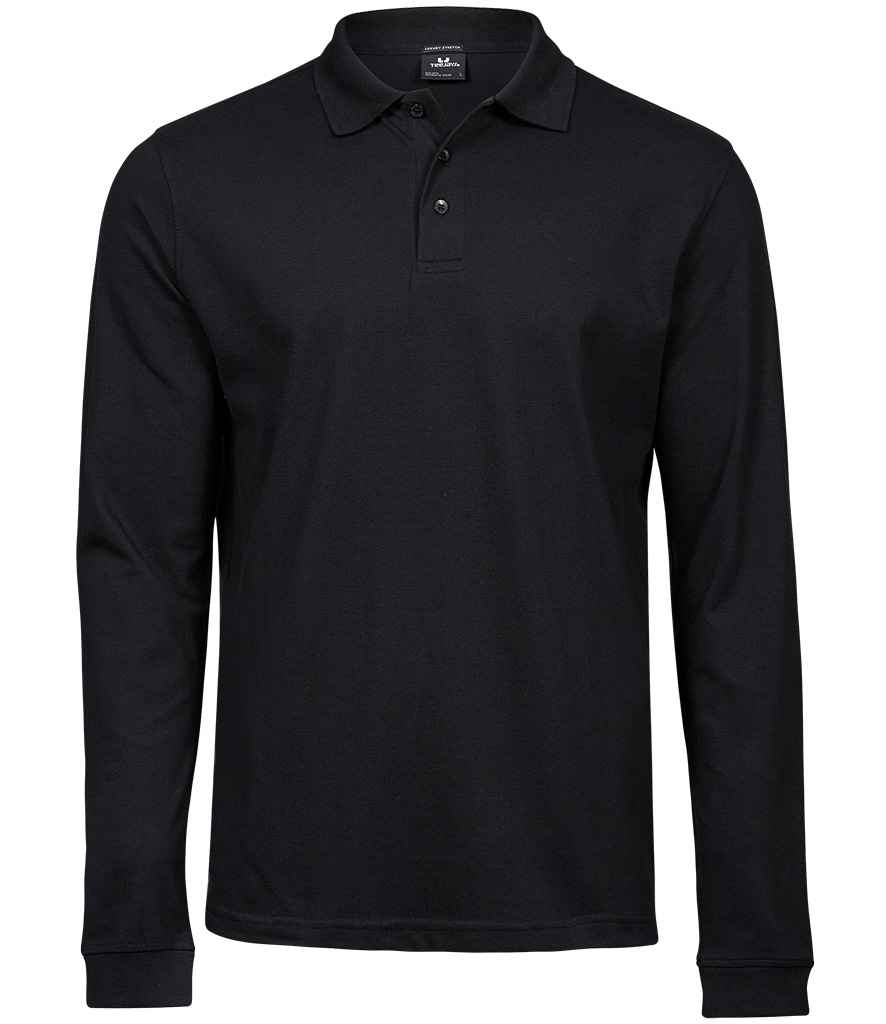 Tee Jays Luxury Stretch Long Sleeve Polo Shirt - Black
