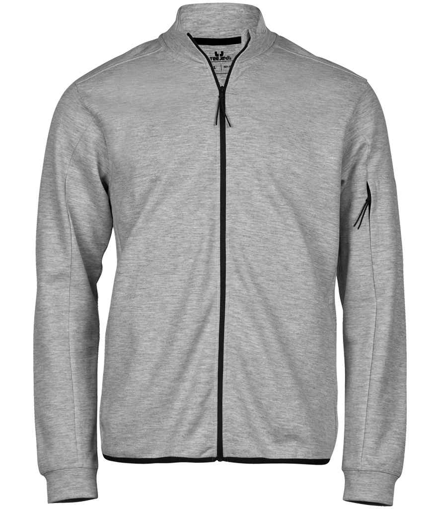Tee Jays Athletic Full Zip Sweat Cardigan - Heather Grey