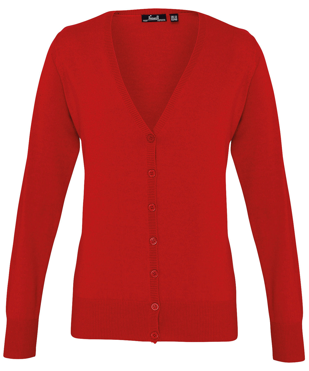 Women's button-through knitted cardigan - Red