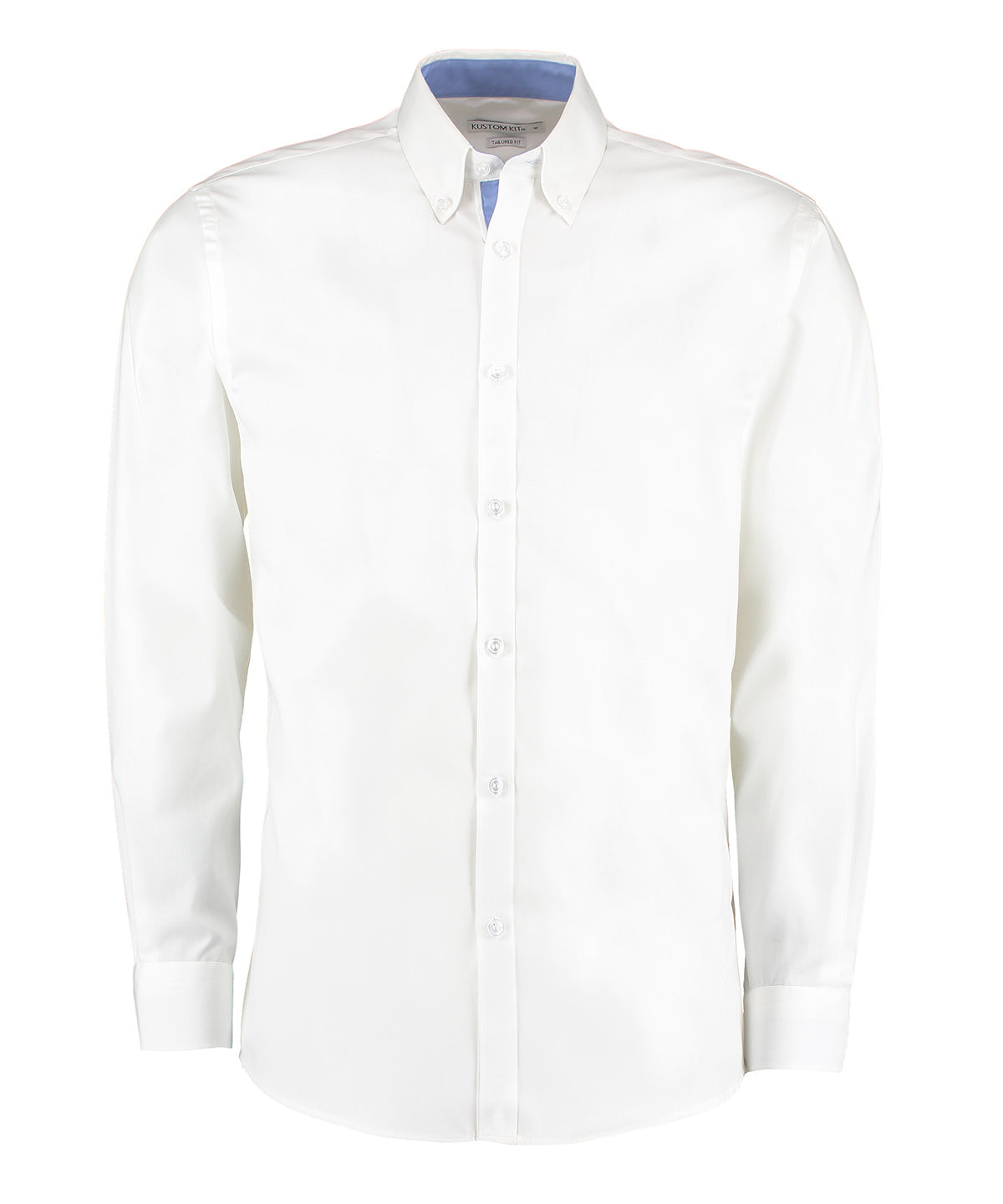 Contrast premium Oxford shirt (button-down collar) long-sleeved (tailored fit) - White/Mid Blue