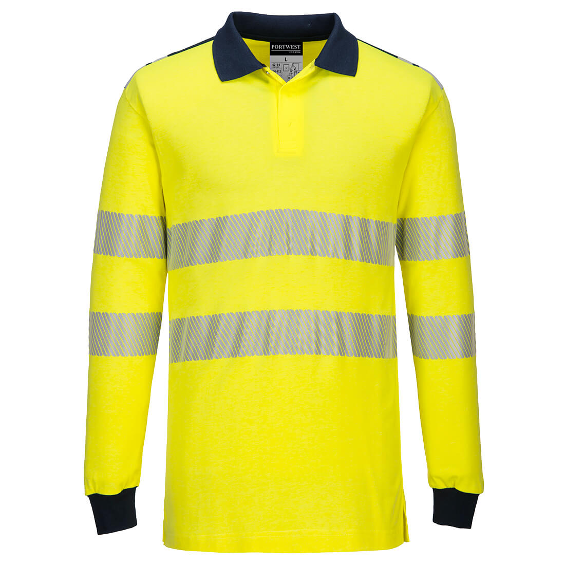 PW3 Flame Resistant Hi-Vis Polo Shirt - Yellow/Navy