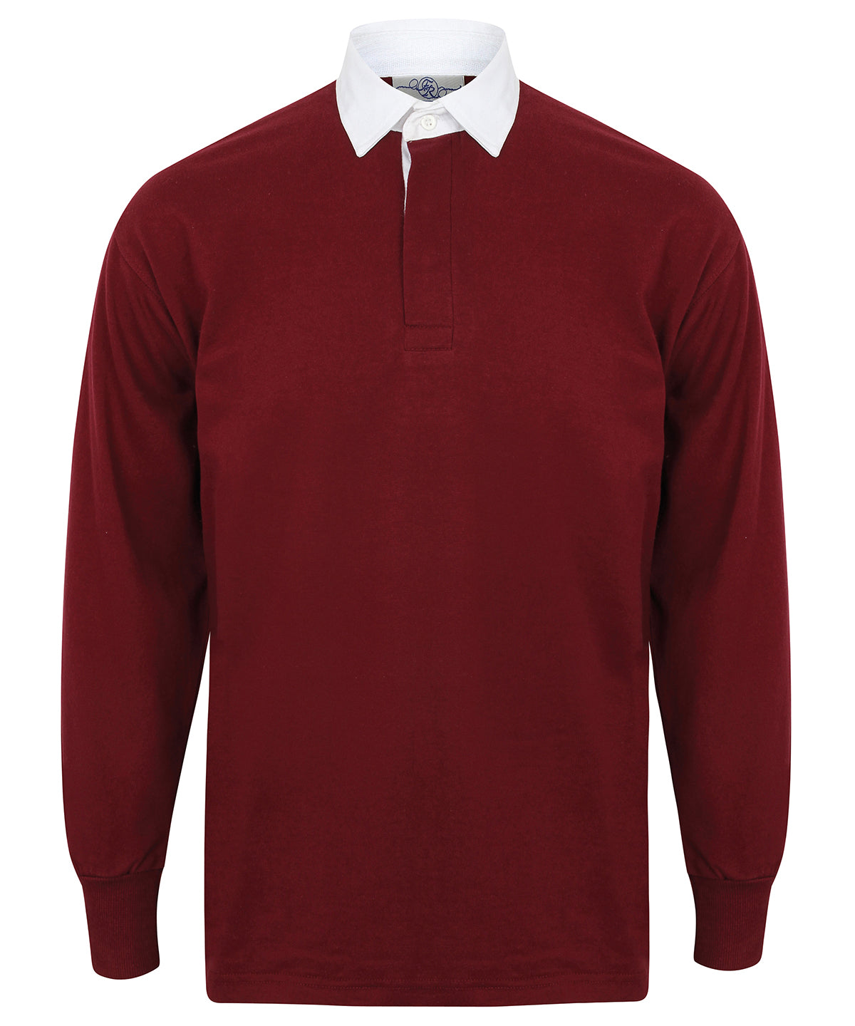 Long sleeve plain rugby shirt - Deep Burgundy/White