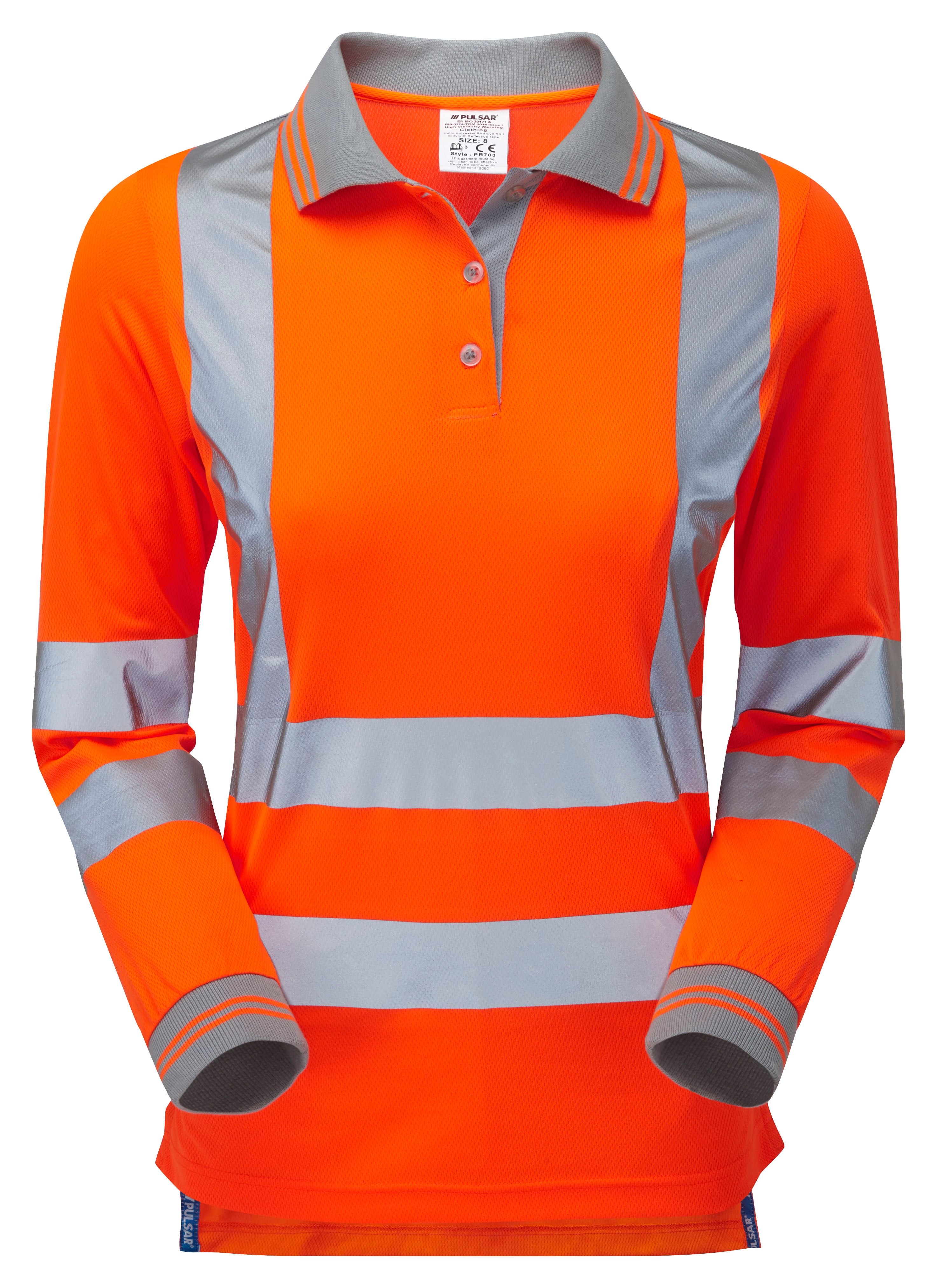 PULSAR® Ladies HV Orange LS Polo Shirt - ORG