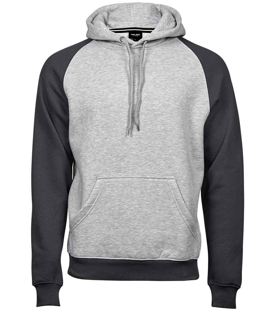 Tee Jays Two Tone Raglan Hooded Sweatshirt - Heather Grey/Dark Grey