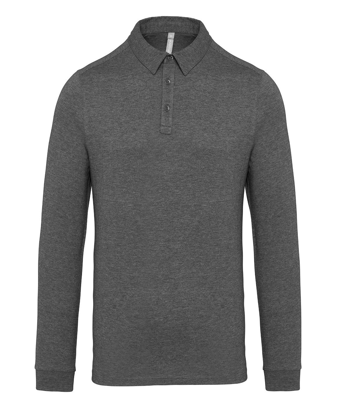 Jersey knit long sleeve polo shirt - Grey Heather