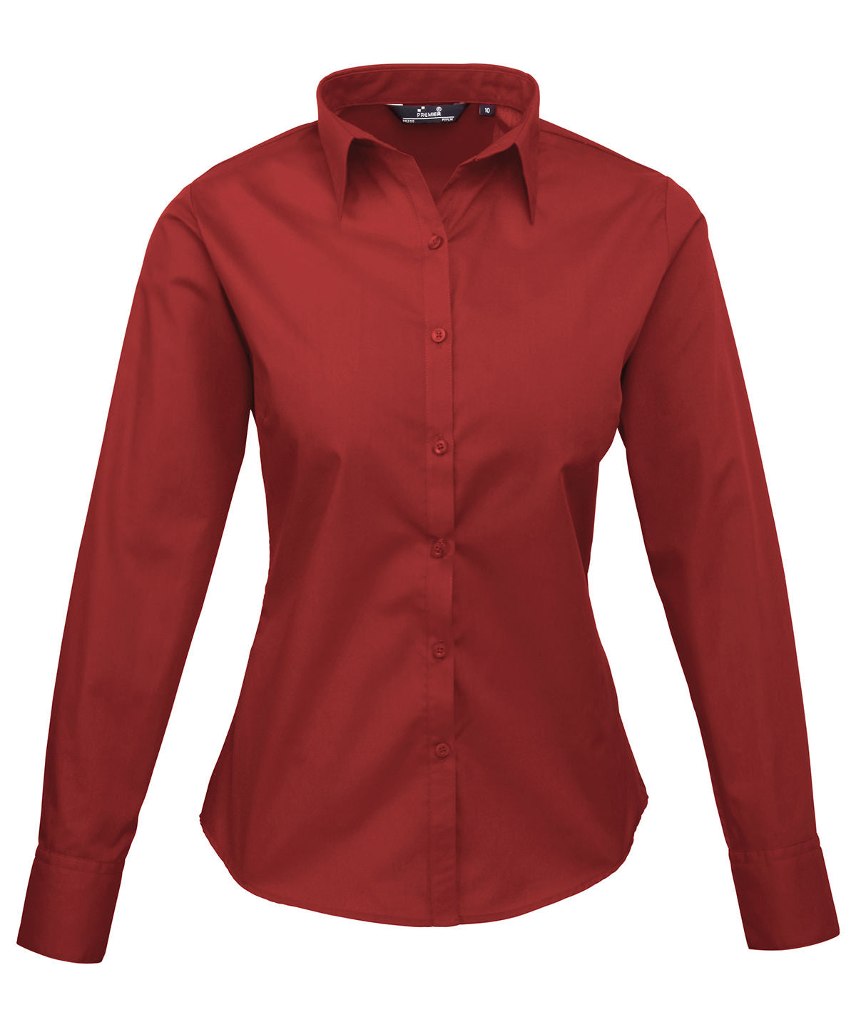Women's poplin long sleeve blouse - Burgundy