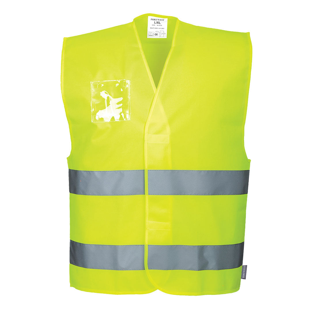 Hi-Vis Two Band Dual ID Holder Vest - Yellow