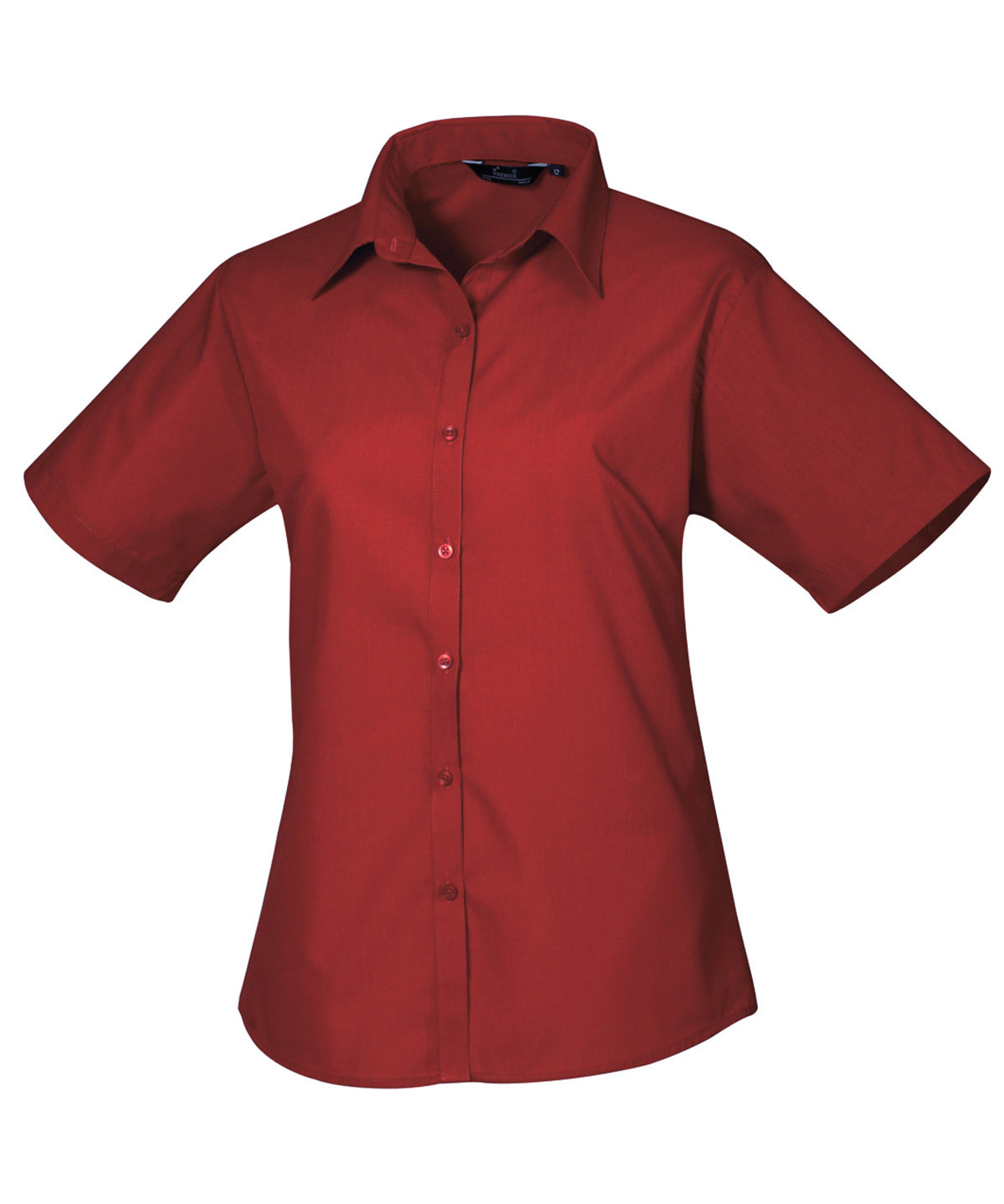 Women's short sleeve poplin blouse - Burgundy