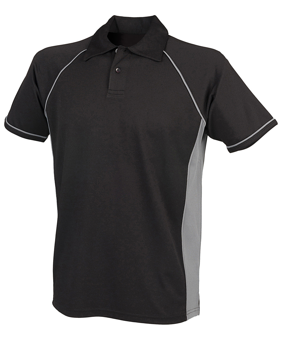 Piped performance polo - Black/Gunmetal Grey