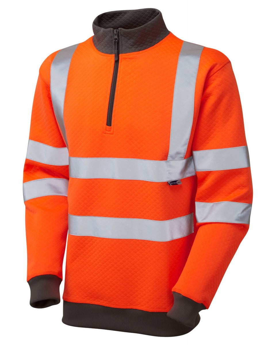 BRYNSWORTHY ISO 20471 Cl 3 1/4 Zip Sweatshirt - HV Orange