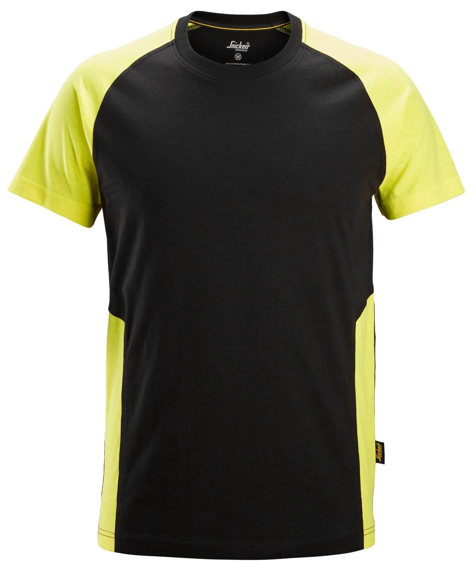 Two-Coloured T-Shirt - Black\Neon Yellow - 0467