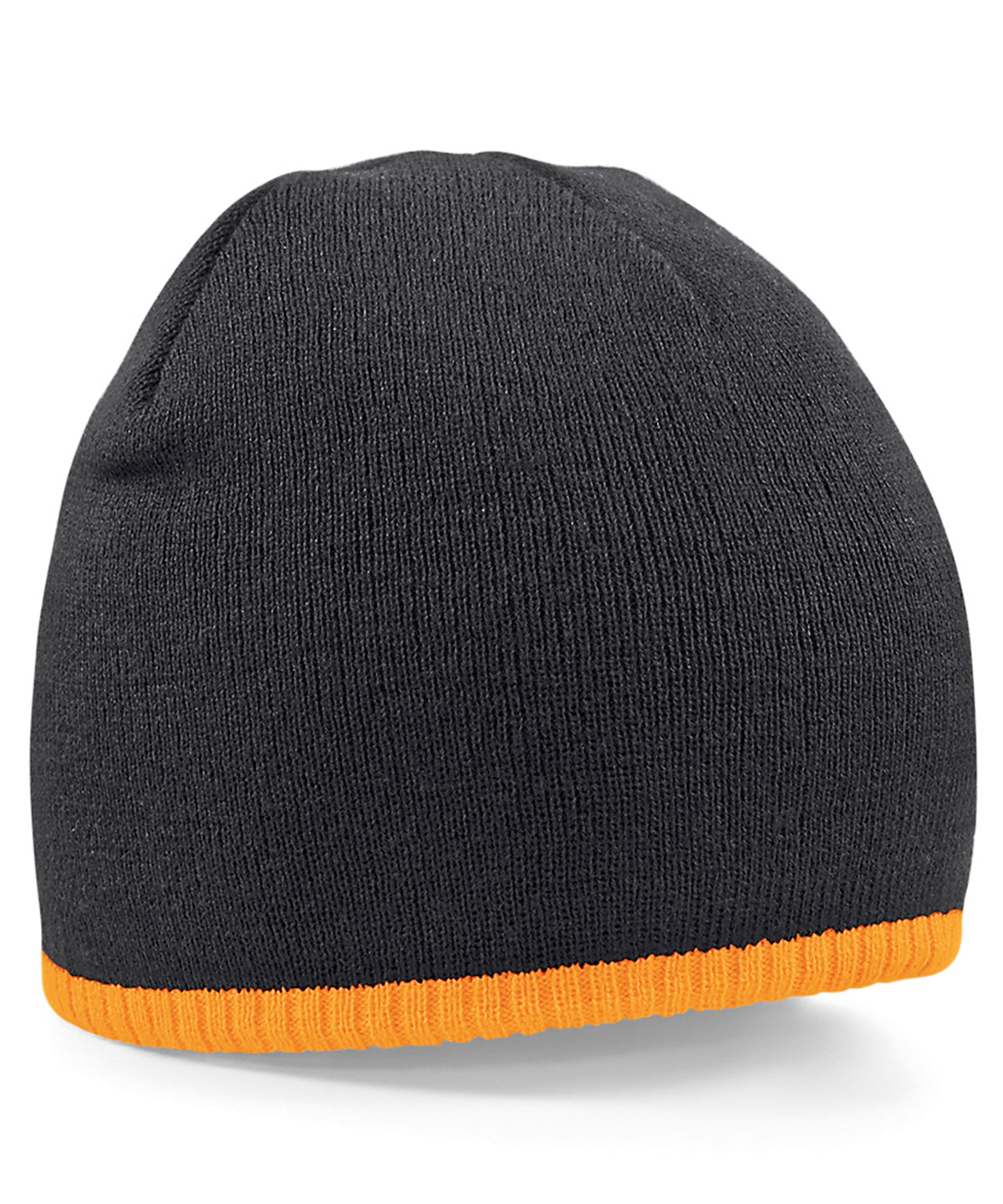 Two-tone pull-on beanie - Black/ Fluorescent Orange