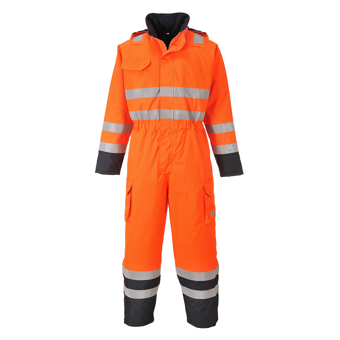 Bizflame Rain Hi-Vis Multi Coverall - Orange/Navy