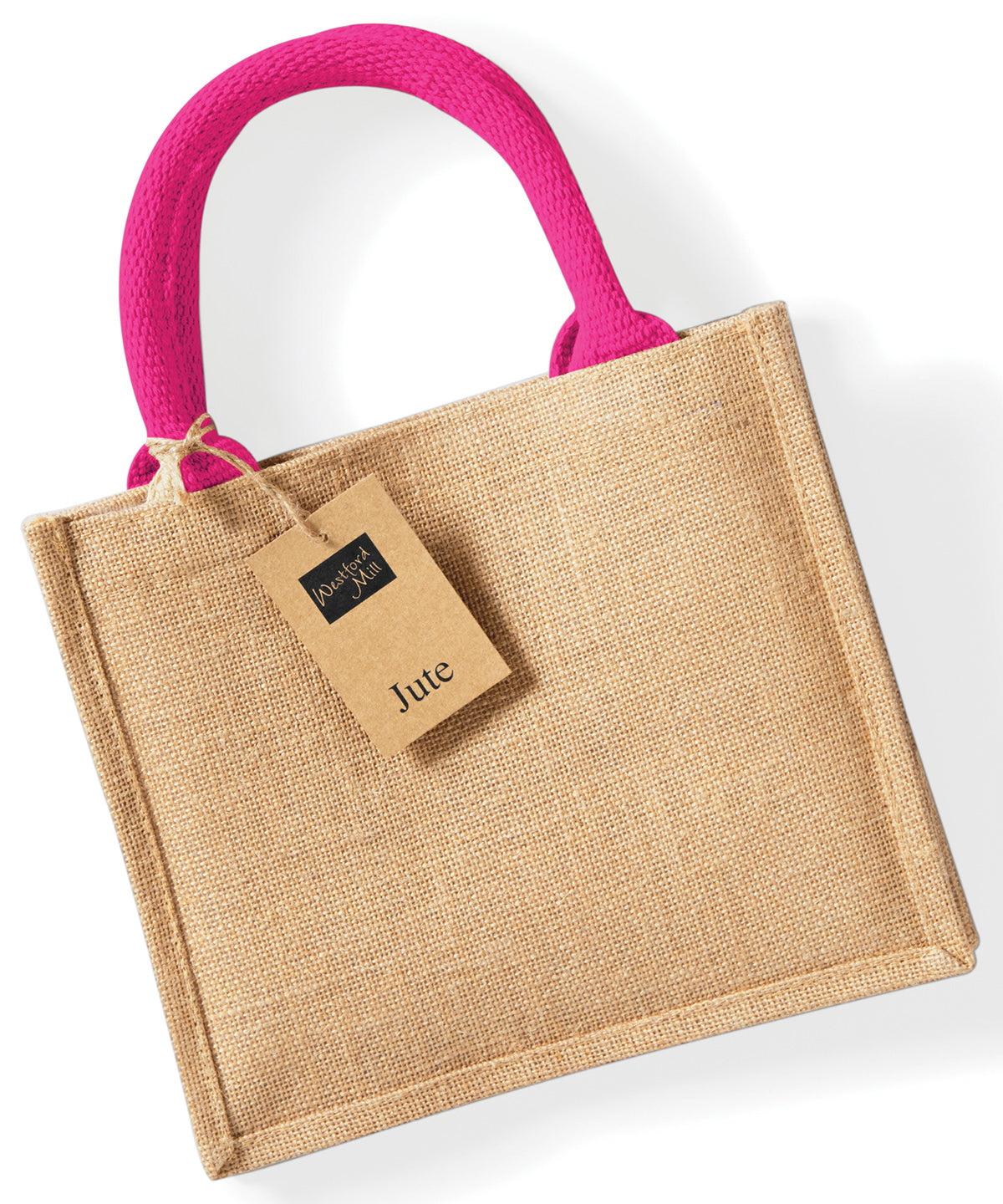 Jute mini gift bag - Natural/Fuchsia