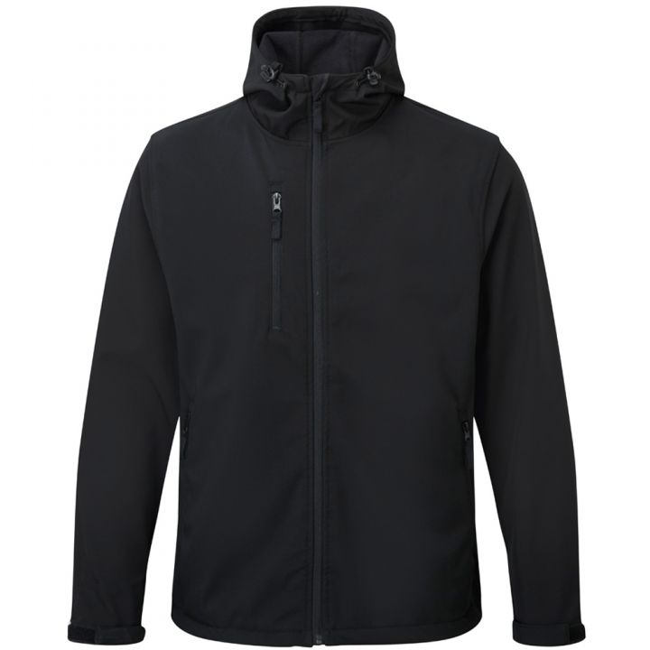 FORT HOLKHAM HOODED SOFTSHELL JACKET - Black