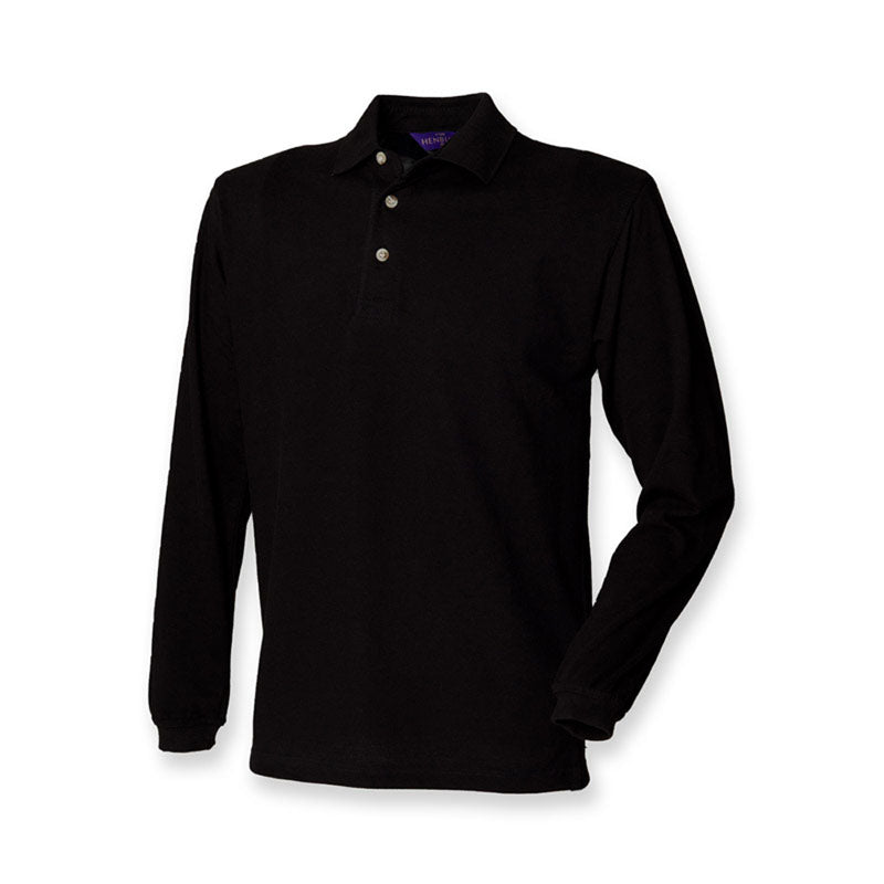 Henbury Long Sleeve Classic Polo With Stand Up Collar