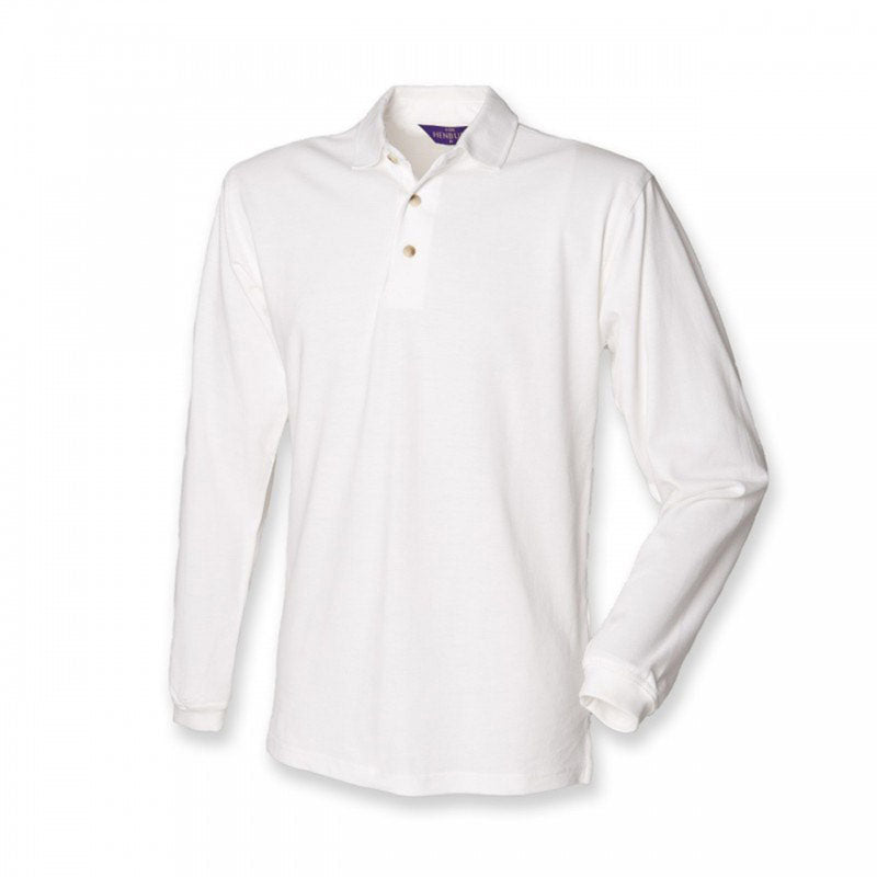 Henbury Long Sleeve Classic Polo With Stand Up Collar