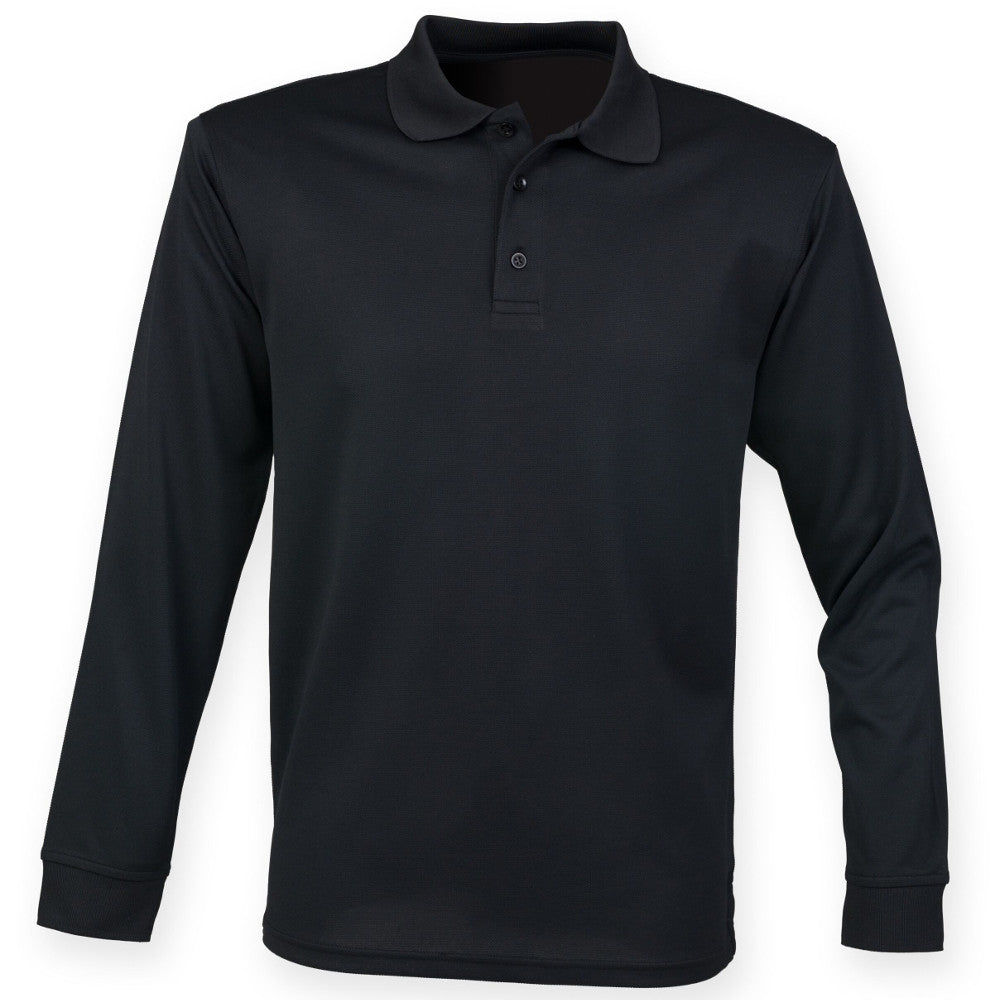 Henbury Mens Long Sleeve Coolplus Polo Shirt