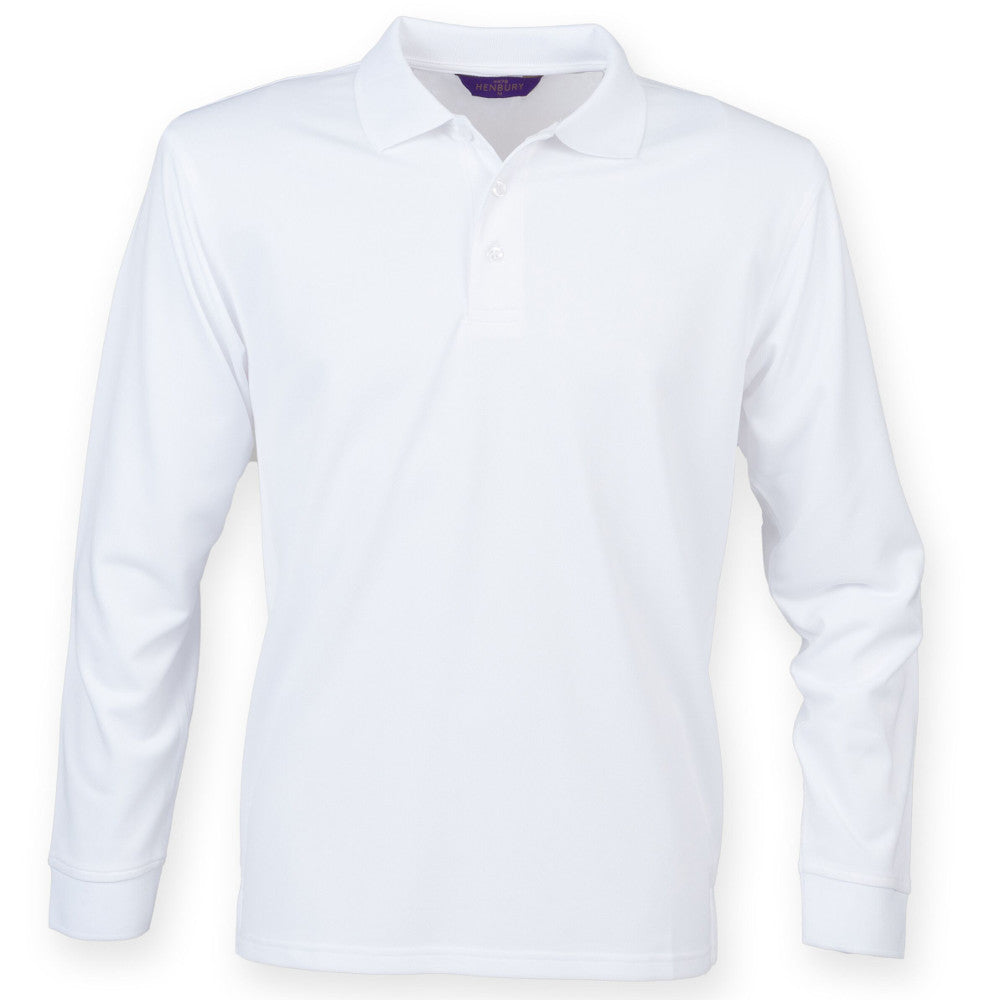 Henbury Mens Long Sleeve Coolplus Polo Shirt