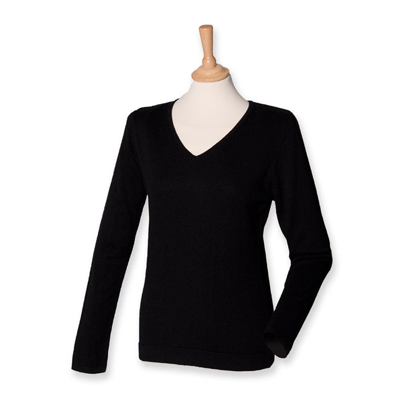 Henbury Womens 12 Gauge V-Neck Jumper