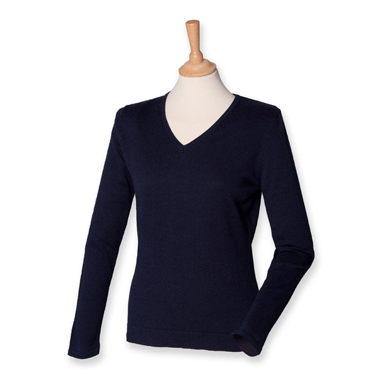 Henbury Womens 12 Gauge V-Neck Jumper