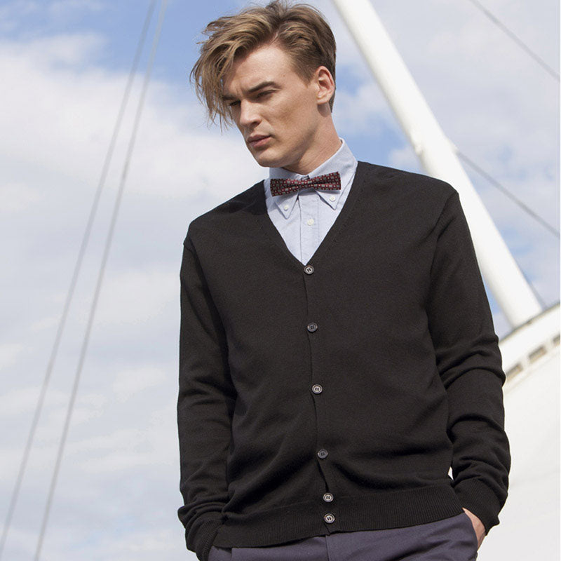 Henbury Mens V Neck Button Cardigan