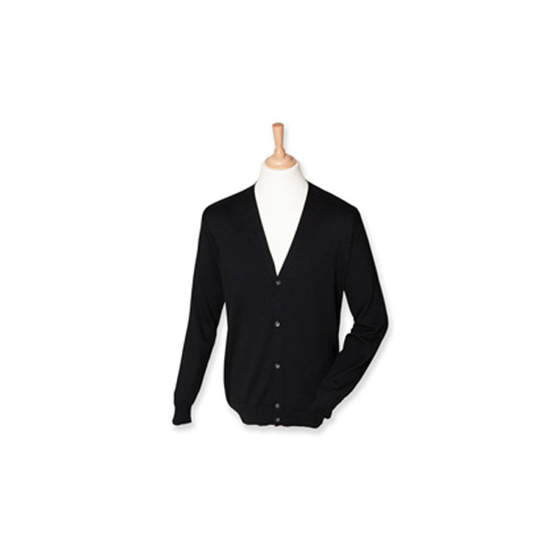 Henbury Mens V Neck Button Cardigan