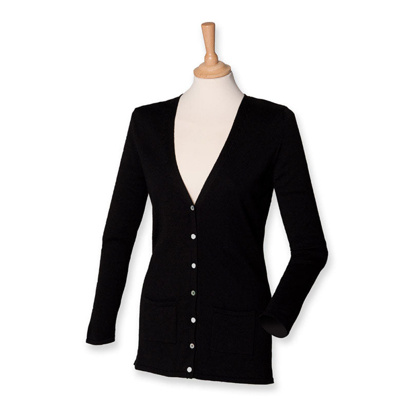 Henbury Womens V Button Cardigan