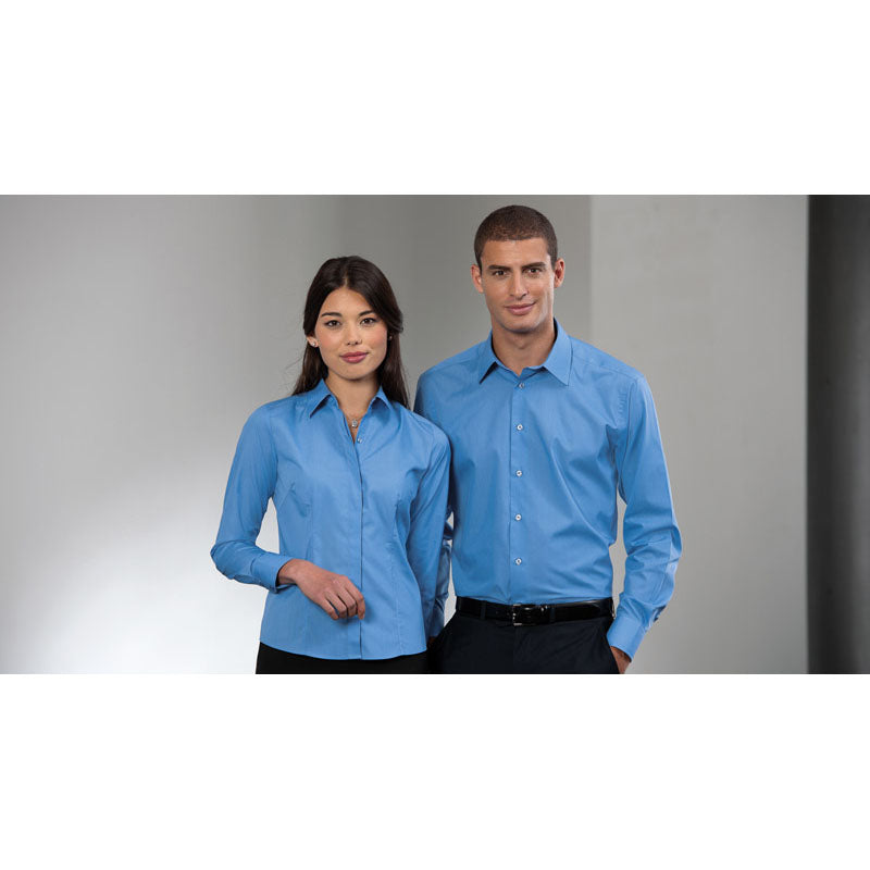 Russell Collection Womens Long Sleeve Poly/Cotton Easycare Fitted Poplin Shi