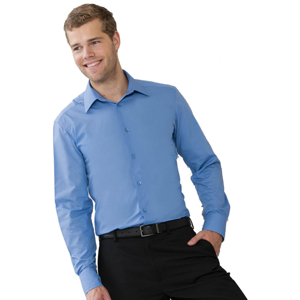 Russell Collection Long Sleeve Poly/Cotton Easycare Fitted Poplin Shirt