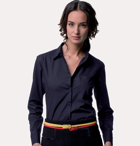 Russell Collection Ladies Long Sleeve Poly Cotton Easycare Poplin Shirt