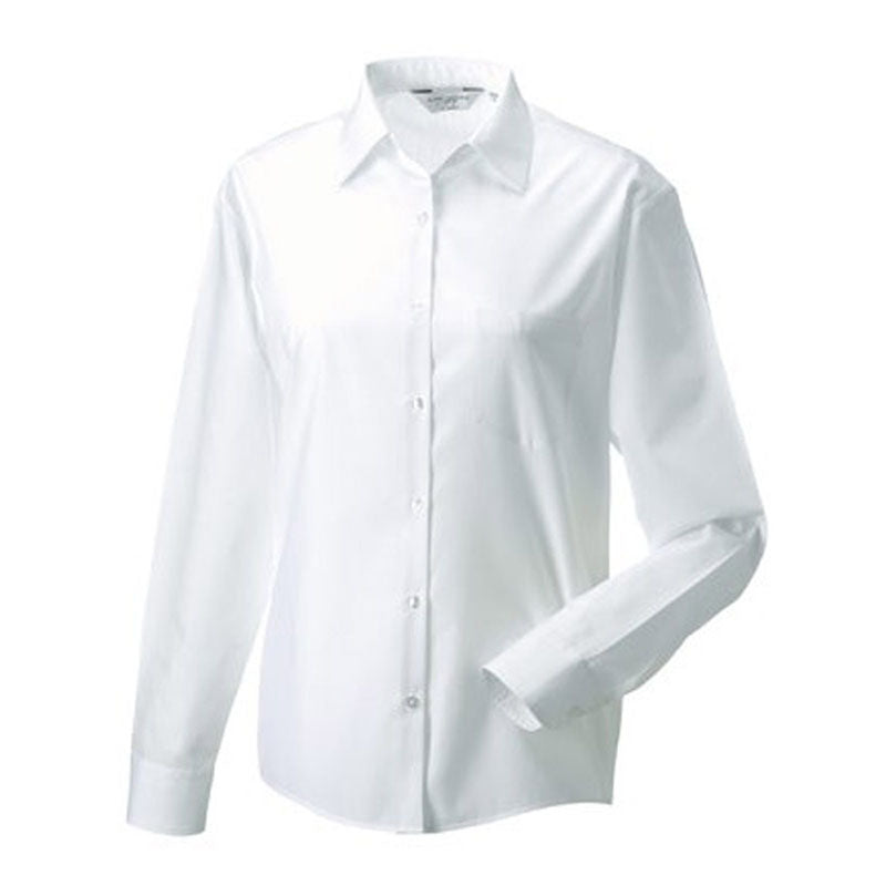 Russell Collection Ladies Long Sleeve Poly Cotton Easycare Poplin Shirt