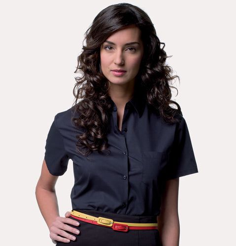 Russell Collection Ladies Short Sleeve Poly Cotton Easycare Poplin Shirt