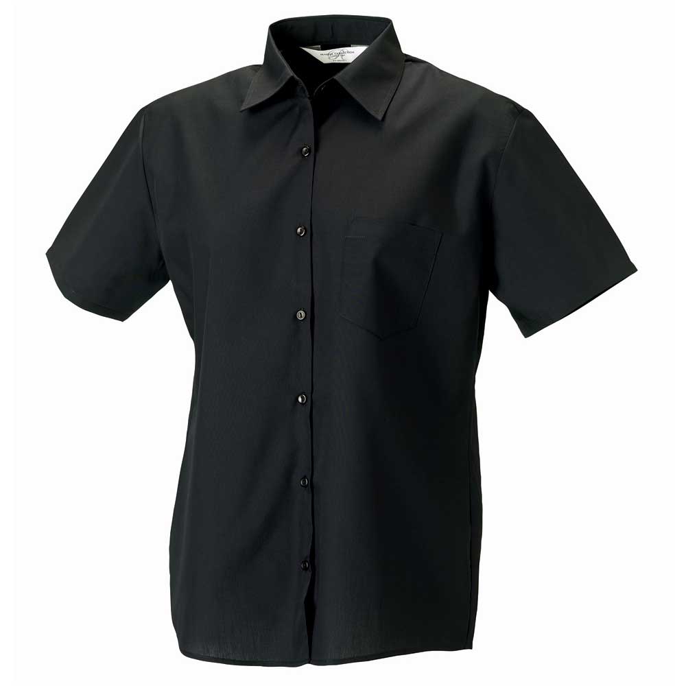 Russell Collection Ladies Short Sleeve Poly Cotton Easycare Poplin Shirt