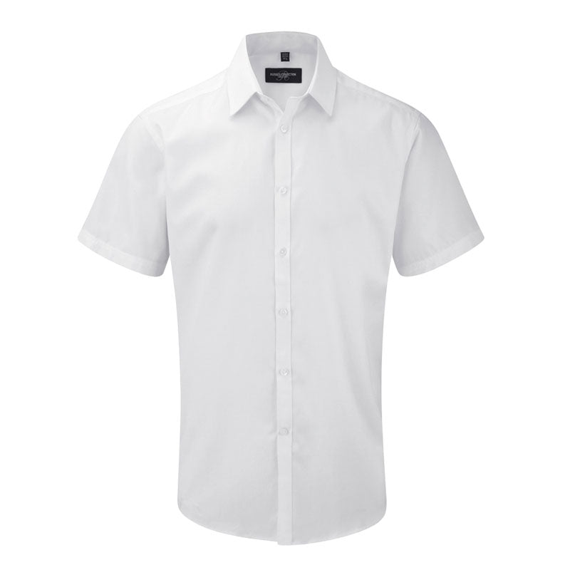 Russell Collection Mens Short Sleeve Herringbone Shirt