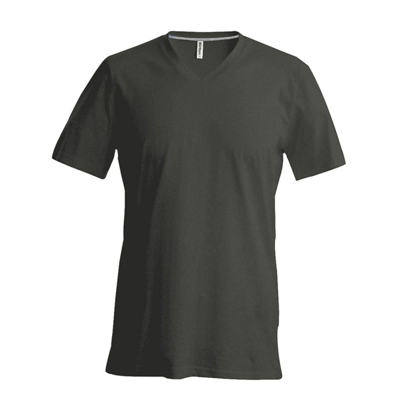 Kariban Mens Slim Fit Short Sleeve V Neck Plain Colours Cotton T-Shirt
