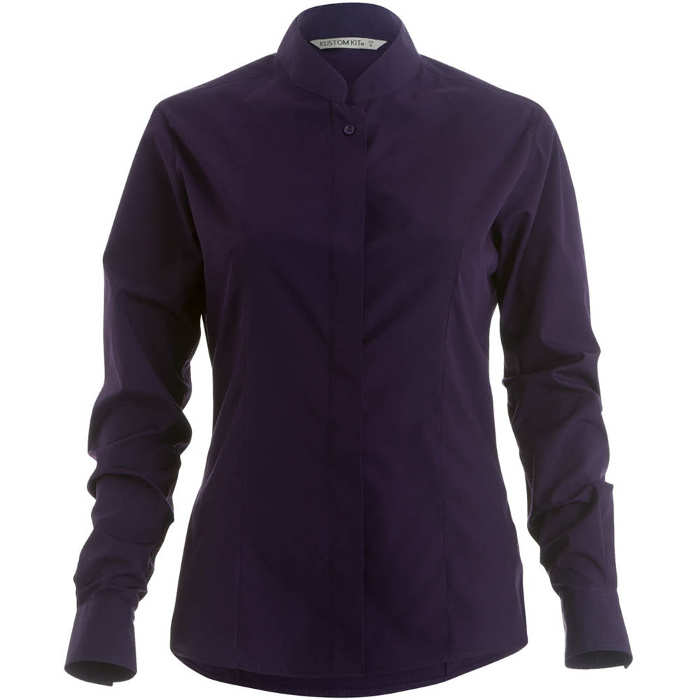 Kustom Kit Ladies Mandarin Collar Fitted Shirt Long Sleeve