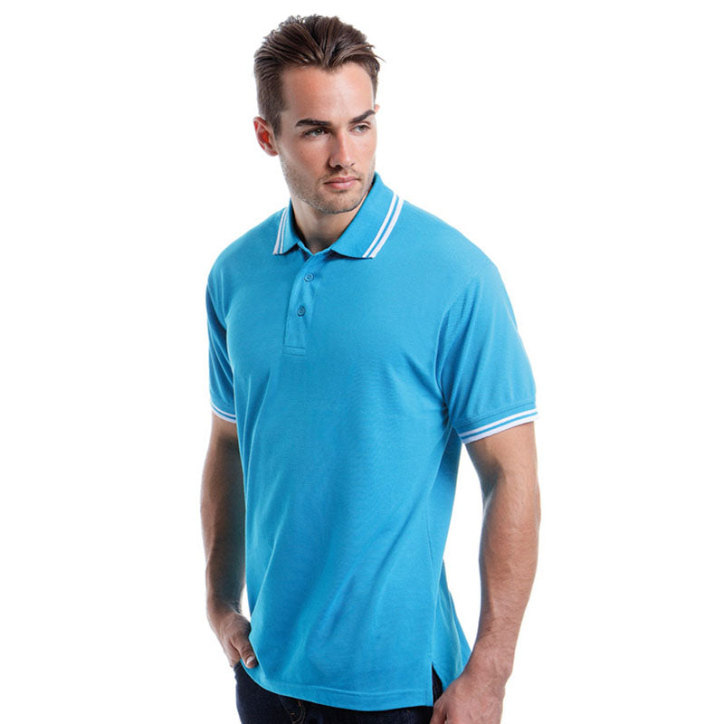Kustom Kit Tipped collar Mens Colours Short Sleeve Cotton Polo Shirt
